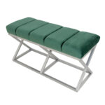 Gümüş Ayaklı Yeşil Bench Puf