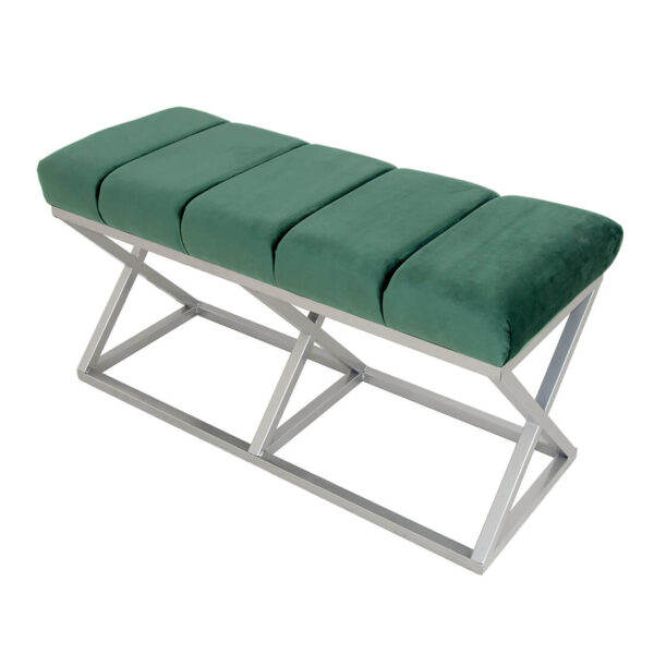 Gümüş Ayaklı Yeşil Bench Puf