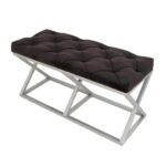 Kapitone Siyah Gümüş Bench Puf