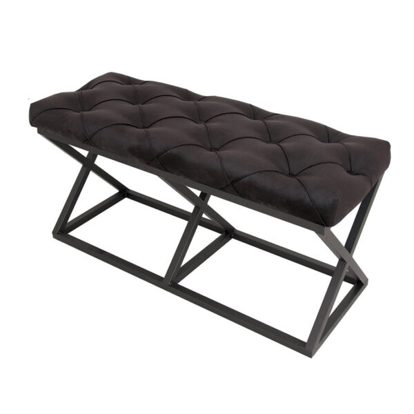 Simsiyah Kapitone Bench Puf