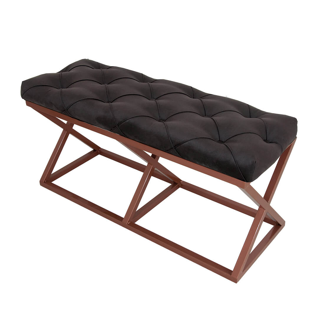 27.jpg Bakır Ayaklı Siyah Bench Puf - Görsel 1