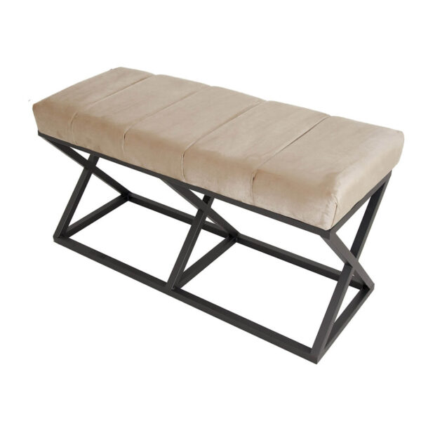 Siyah - Krem Yarmalı Bench Puf