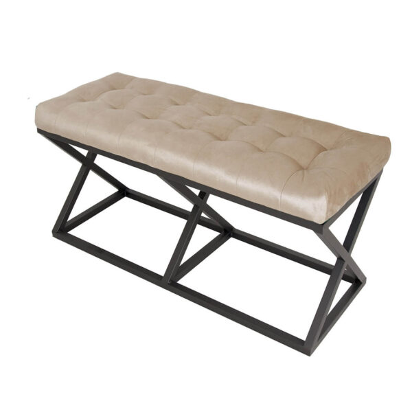 Çektirme Krem  - Siyah Bench Puf