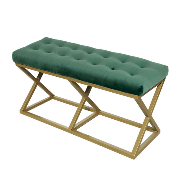 Altın - Yeşil Bench Puf