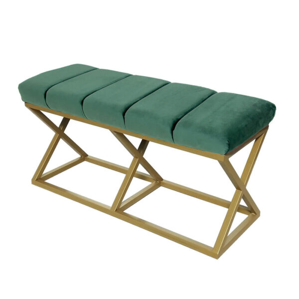 Gold Ayaklı Yeşil Bench Puf