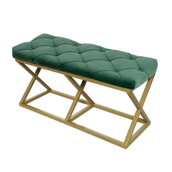 Altın Ayaklı Yeşil Bench Puf