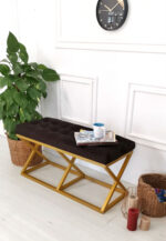 Altın Ayaklı Siyah Bench Puf - Görsel 2
