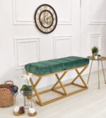 Gold Ayaklı Yeşil Bench Puf - Görsel 2