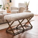 Altın Beyaz Peluş Bench - Görsel 2
