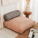 Fitillli Kadife Pastel Pembe Minder