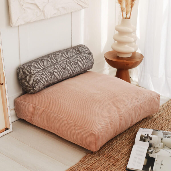 Fitillli Kadife Pastel Pembe Minder