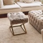 Altın Çapraz Ayaklı Peluş Puf - Görsel 2