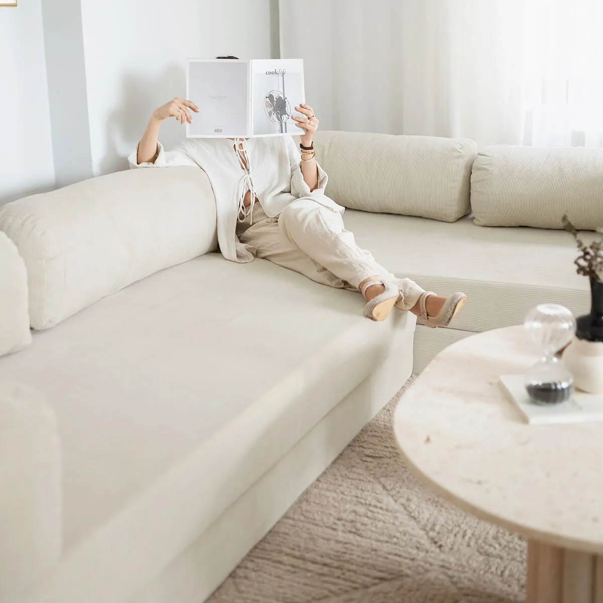 NOOK Modüler L Köşe Koltuk | Beyaz - Görsel 4