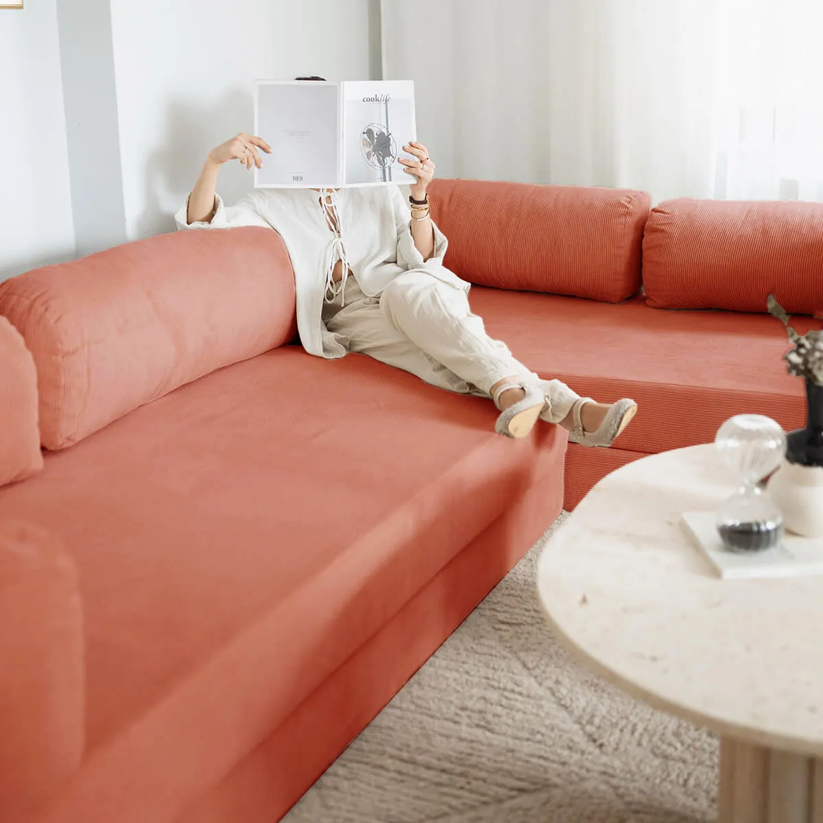 NOOK Modüler L Köşe Koltuk | Nar Çiçeği - Görsel 4
