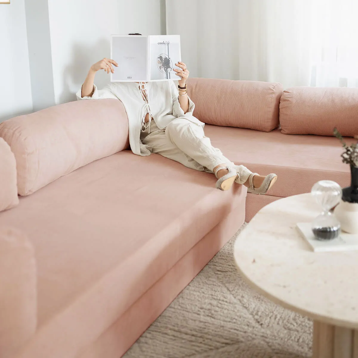 NOOK Modüler L Köşe Koltuk | Pembe - Görsel 4